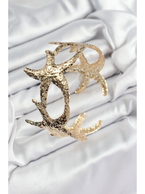 MuI MuI Pirinç Sıralı Deniz Yıldızı Model Gold Renk Kadın Pazu Bileklik