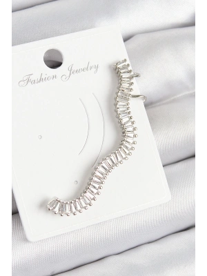 MuI MuI Pirinç Su Yolu Model Gümüş Renk Sağ Kıkırdak Küpe