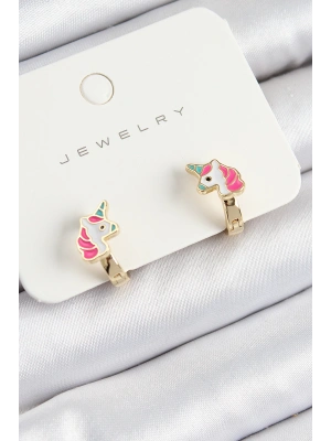 MuI MuI Pirinç Unıcorn Model Gold Renk Çocuk Küpe