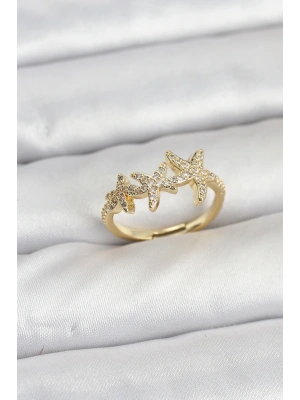 MuI MuI Pirinç Yıldız Model Gold Renk Kadın Yüzük