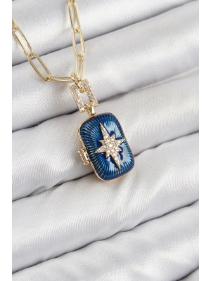 MuI MuI Pirinç Zirkon Taşlı Açılabilir Kutup Yıldızı Model Gold Renk Kadın Kolye