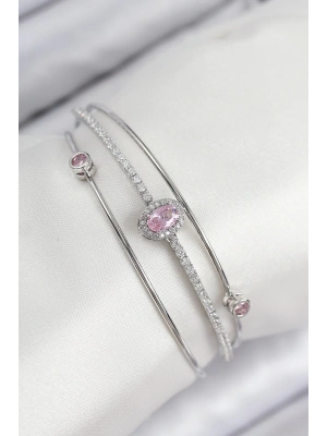 MuI MuI Pirinç Zirkon Taşlı Baget Model Gümüş Renk Kadın Bileklik