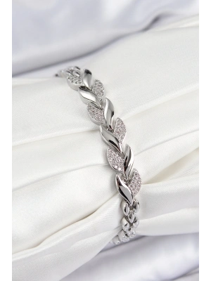 MuI MuI Pirinç Zirkon Taşlı Balık Kuyruğu Model Gümüş Renk Kadın Bileklik