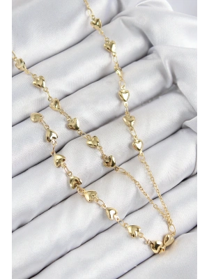 MuI MuI Pirinç Zirkon Taşlı Kalp Model Gold Renk Y Kolye