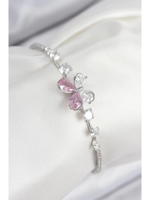 MuI MuI Pirinç Zirkon Taşlı Kelebek Model Gümüş Renk Kadın Bileklik