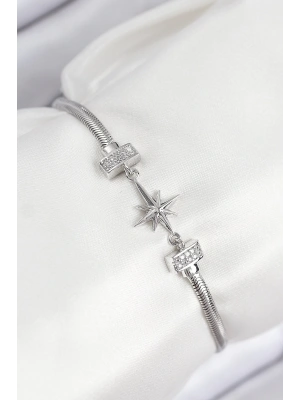 MuI MuI Pirinç Zirkon Taşlı Kutup Yıldızı Model Gümüş Renk Kadın Bileklik