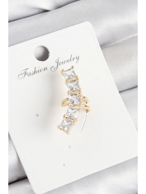 MuI MuI Pirinç Zirkon Taşlı Model Gold Renk Sağ Kıkırdak Küpe