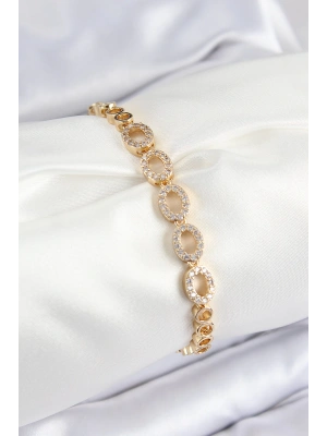 MuI MuI Pirinç Zirkon Taşlı Oval Model Gold Renk Kadın Bileklik