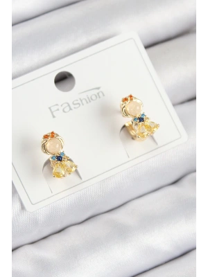 MuI MuI Pirinç Zirkon Taşlı Pamuk Prenses Model Gold Renk Çocuk Küpe