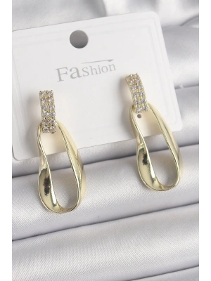 MuI MuI Pirinç Zirkon Taşlı Sallantı Kadın Küpe