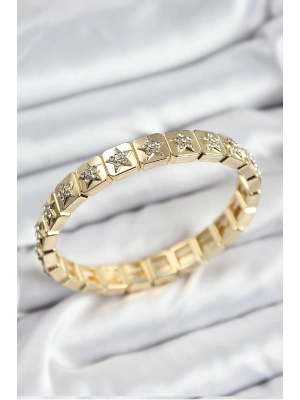 MuI MuI Pirinç Zirkon Taşlı Yıldız Model Gold Renk Lastikli Kadın Bileklik