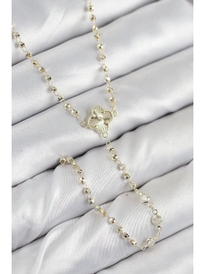 MuI MuI Pirinç Zirkon Taşlı Yonca Model Gold Renk Kadın Y Kolye