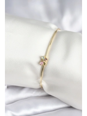 MuI MuI Renkli Kelebek Figür Gold Renk Pirinç Kadın Bileklik