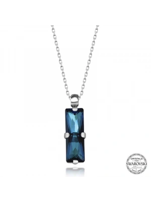 MuI MuI Swarovski Crystal Taşlı Mavi Baget Gümüş Kadın Kolye