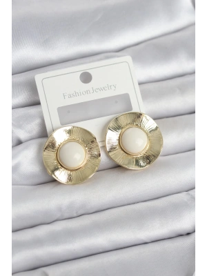 MuI MuI Vintage Model Beyaz Gold Renk Pirinç Kadın Küpe