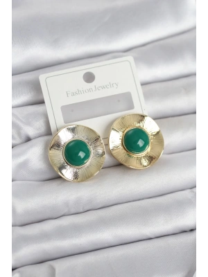 MuI MuI Vintage Model Yeşil Gold Renk Pirinç Kadın Küpe