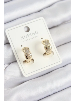 MuI MuI Xuping Zirkon Taşlı Geometrik Desenli Halka Model Gold Renk Kadın Küpe