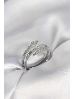 MuI MuI Schlangenmodell Silberfarbener Zirkonia-Damenring