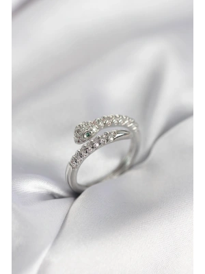 MuI MuI Schlangenmodell Silberfarbener Zirkonia-Damenring