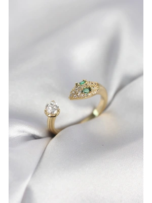 MuI MuI Schlangenmodell Damenring in Goldfarbe mit Zirkonia-Steinen