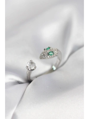 MuI MuI Schlangenmodell Silberner Damenring mit Zirkonia-Steinen