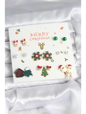 MuI MuI Yılbaşı Temalı 8 Çift Küpe Seti