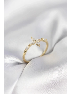 MuI MuI Star Modell Goldfarbener Damenring mit Zirkonia-Steinen