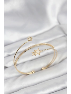 MuI MuI Yıldızlı Model Pirinç Gold Renk Kadın Bileklik