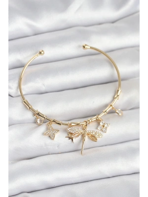 MuI MuI Yusufçuk Charmlı Gold Renk Pirinç Kadın Bileklik