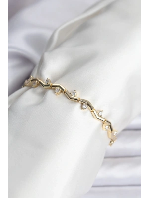 MuI MuI Zikzak Model Pirinç Gold Renk Bileklik