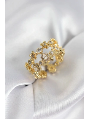 MuI MuI Zirkonstein 2-teiliger goldfarbener Damenring