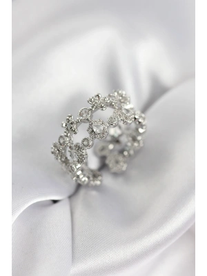 MuI MuI Zirkonstein 2-teiliger Ring für Damen, silberfarben