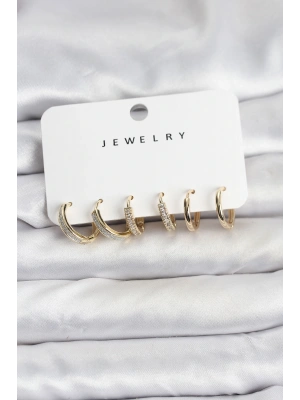 MuI MuI Ohrring-Set für Damen aus goldfarbenem Messing mit Zirkonia-Steinen