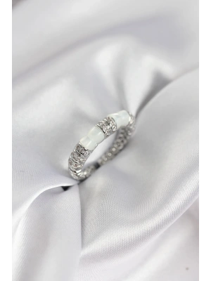 MuI MuI Damenring im Knochenstil aus Silber mit Zirkonsteinen