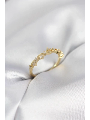 MuI MuI Zirkon Taşlı Pirinç Gold Renk Kadın Yüzük