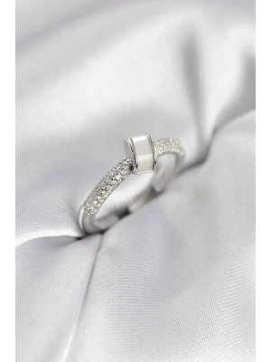 MuI MuI Zirkonstein Perlmutt Silberfarbener Damenring