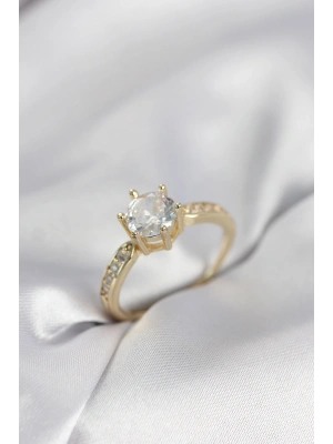 MuI MuI Zirkon-Solitärring, goldfarben, Damenring