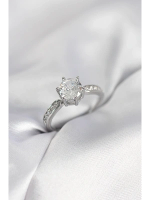 MuI MuI Zirkon-Solitärring, silberfarben, Damenring