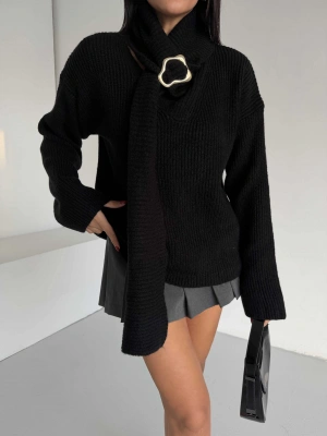 Şal Yaka Kazak 1574 - Siyah