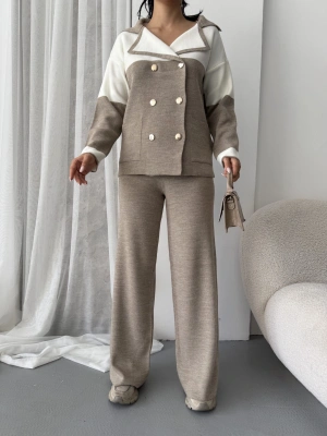 Simli Triko Takım 1552 - Vizon