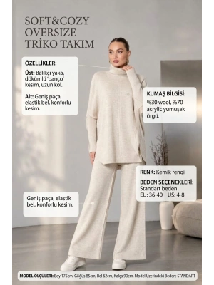 Soft&Cozy Oversize Triko Takım - Kemik
