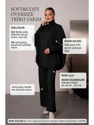 Soft&Cozy Oversize Triko Takım - Siyah