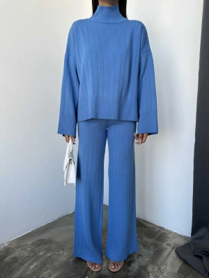 Yarım Balıkçı Triko Takım 1006 - Mavi