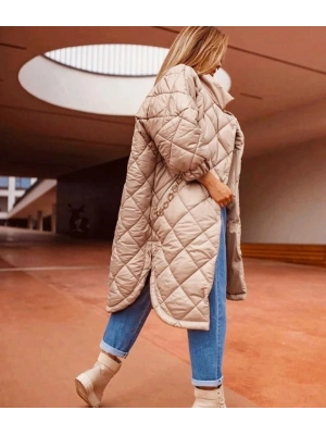 Zincir Detay Şişme Mont - Bej