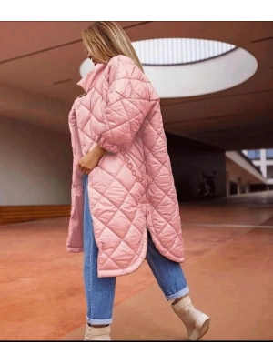 Zincir Detay Şişme Mont - Pembe