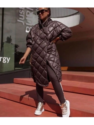 Zincir Detay Şişme Mont - Siyah