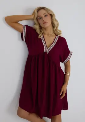 Bordo Viskon Elbise – Yazın Vazgeçilmezi