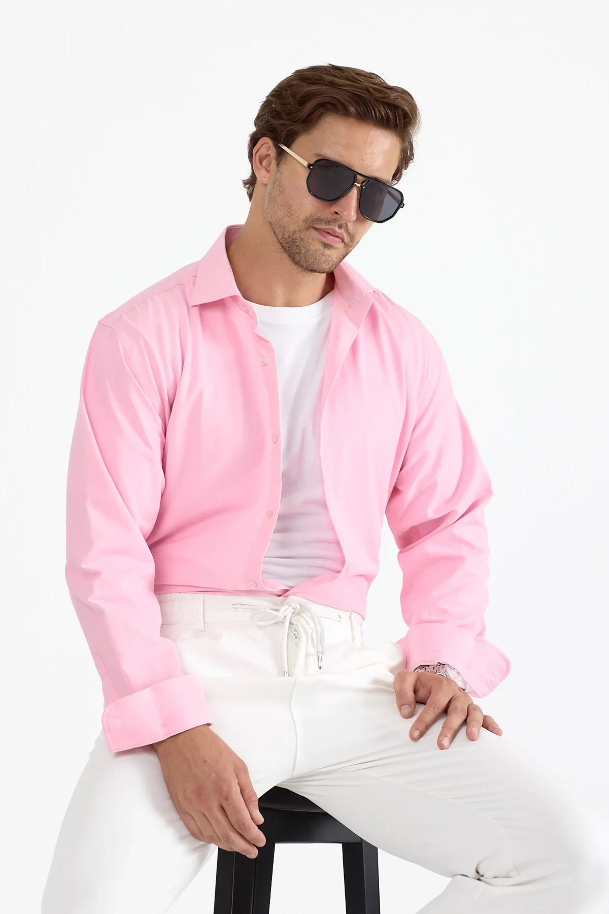 Erkek Regular Fit Pembe Gömlek