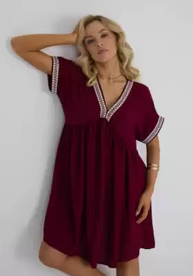 Bordo Viskon Elbise – Yazın Vazgeçilmezi