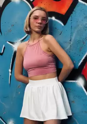 Kadın Pembe Sırtı Açık Crop Top BLZ-00254